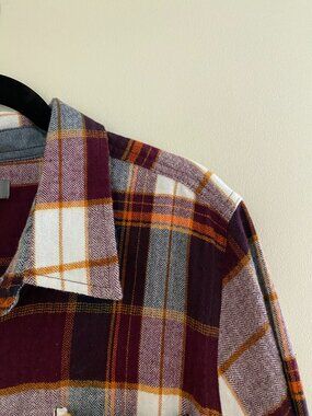 Burgundy White and Yellow Natural Essentials Flannel Shirt